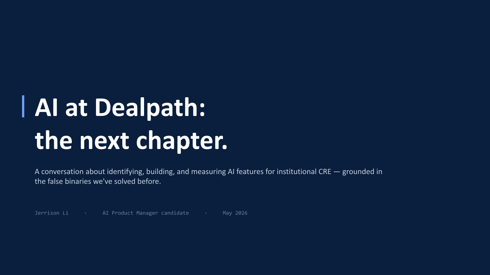 Dealpath AI PM presentation slide 1